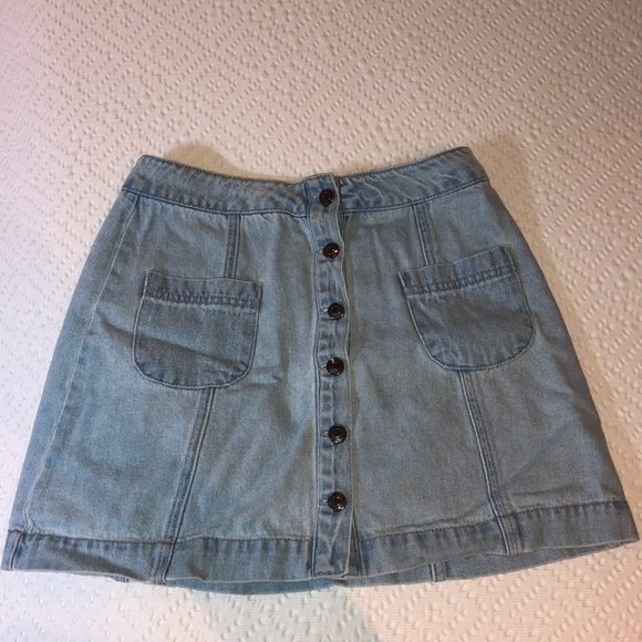 Light Wash Denim Button Skirt - Picture 2 of 3